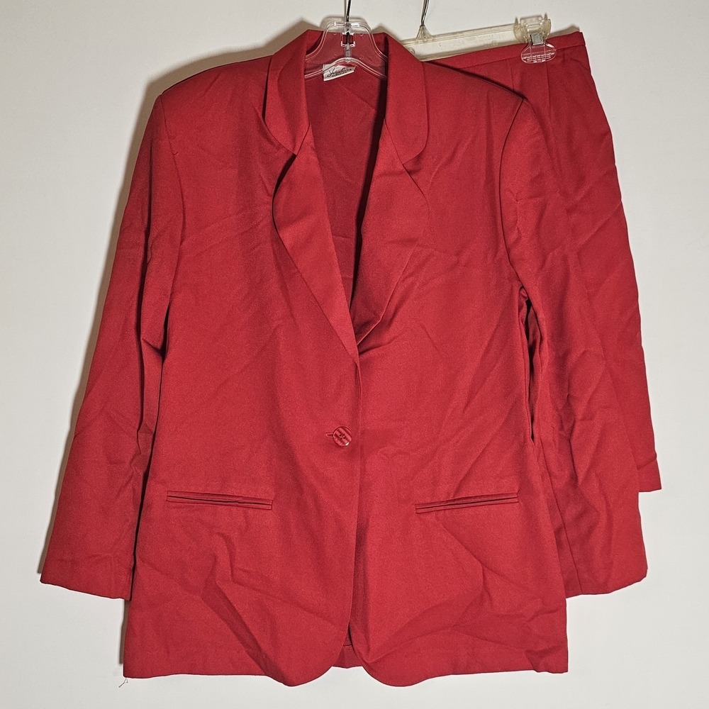 Jaclyn Smith Skirt Set Womens Medium Red 2 Button Office Business Vintage Classy